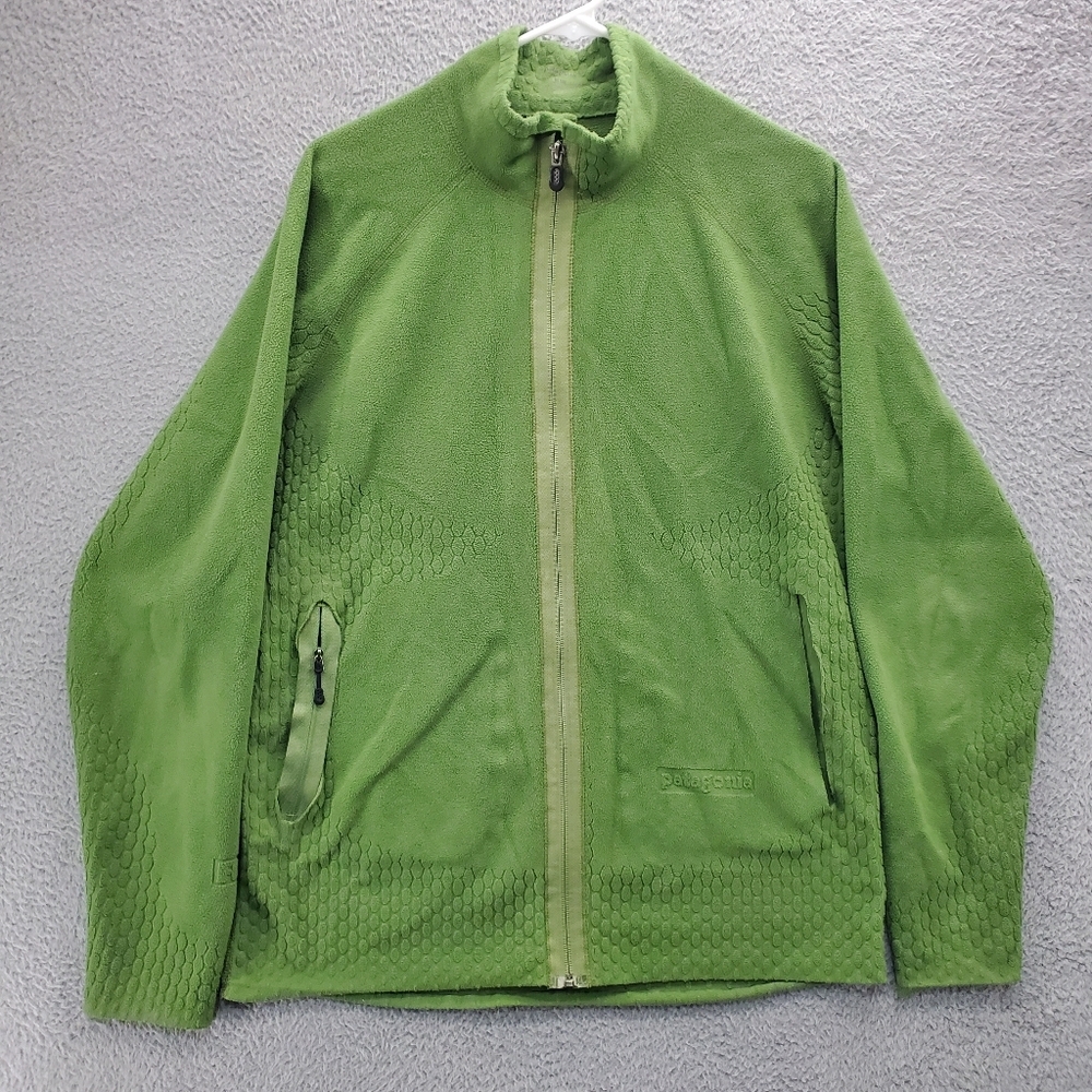 Patagonia R 1.5 Jacket Mens Large Green Polartec USA Made Zip Up Fleece DAMAGED